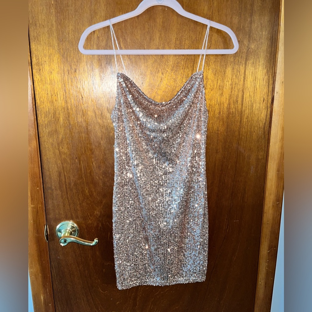 Womens Topshop Baby Pink Sequin Dress, New without tags - Picture 1 of 3